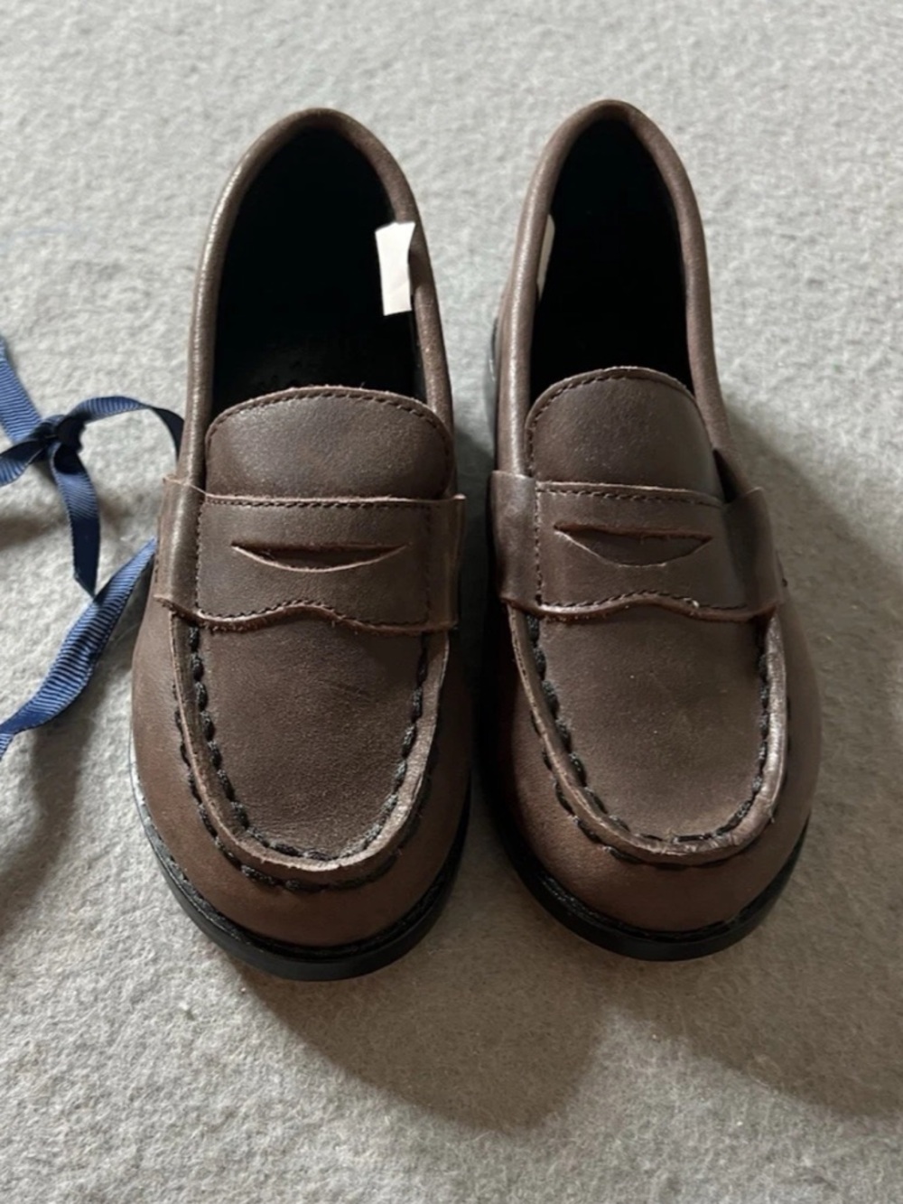 NEW Janie and Jack Boy Brown Leather Dress Shoes 7C Slip-on Performance Formal